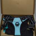 PoyPet No Pull Dog Harness, Reflective Comfortable Vest Harness with Front & Back 2 Leash Attachments and Easy Control Handle Adjustable Soft Padded Pet Vest for Small Medium Large Dogs (Mint Blue,M)