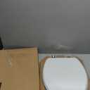 Mayfair Bennett Toilet Seat with Brushed Gold Hinges, Slow Close Wood Seat, Secure Metal Hinges, Easy Install, Made in USA, Elongated, White