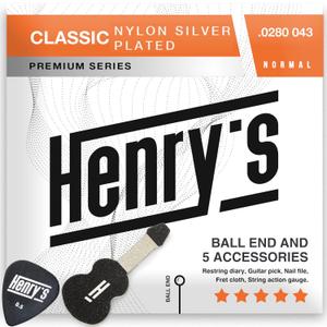 Classical Nylon Guitar Strings with Ball End - Fast&Easy Restring - Special Non-Slip Pick & 5 Accessories Inside - Silver Nylon Guitar Strings Classical Guitar - Cuerdas Guitarra (1-Pack)