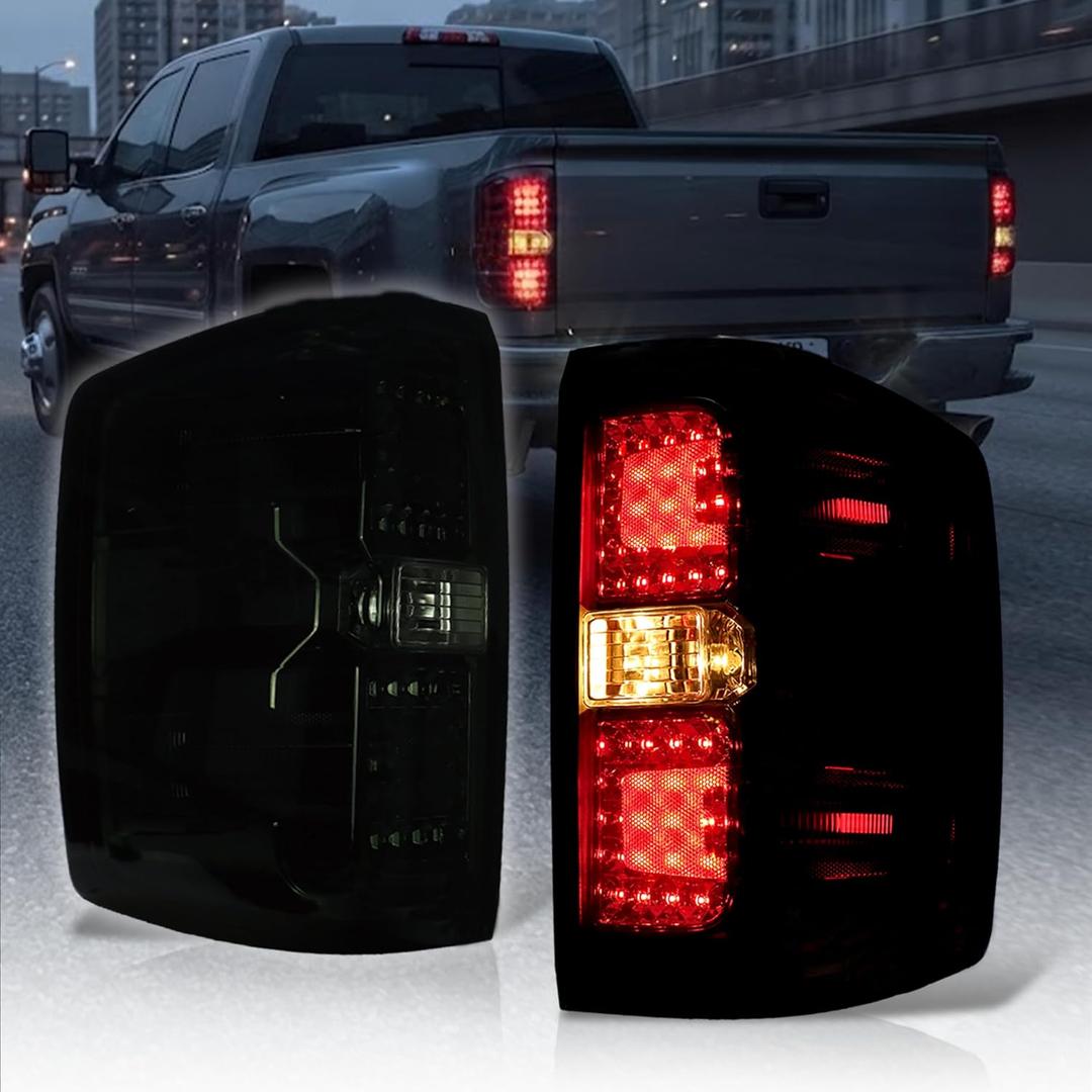 Smoked LED Tail Light Fit For 14-18 Chevy Silverado Driver&Pessenger Side