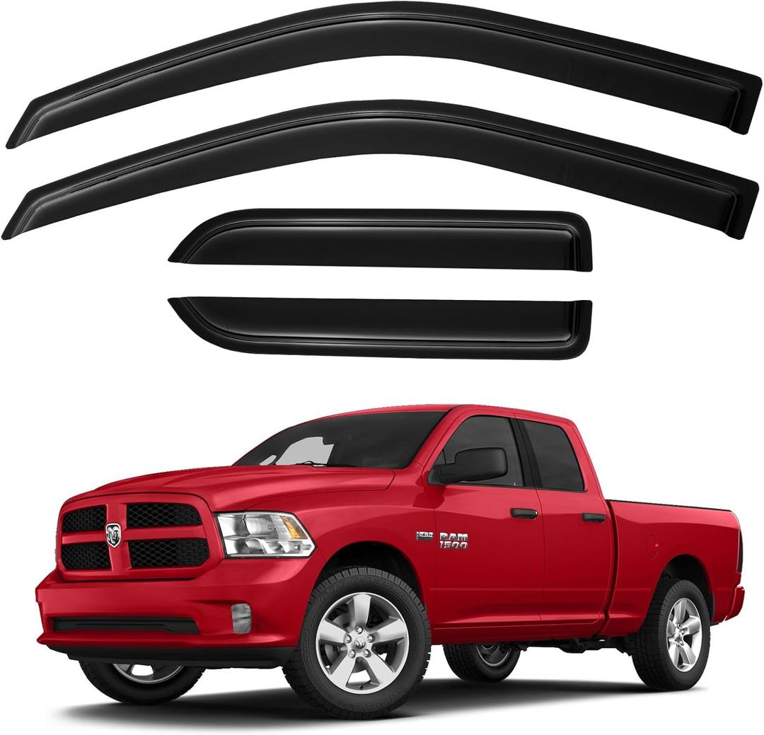 Window Visors Rain Guards for 2009-2018 Dodge Ram 1500 Quad/Extended Cab
