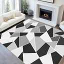 Large Area Rug 5x7 Geometric Rug Living Room Grey and Black Rugs Machine Washable Modern Style Rug Non Slip Printed Low Pile Indoor Floor Carpet for Dining Room Bedroom Office