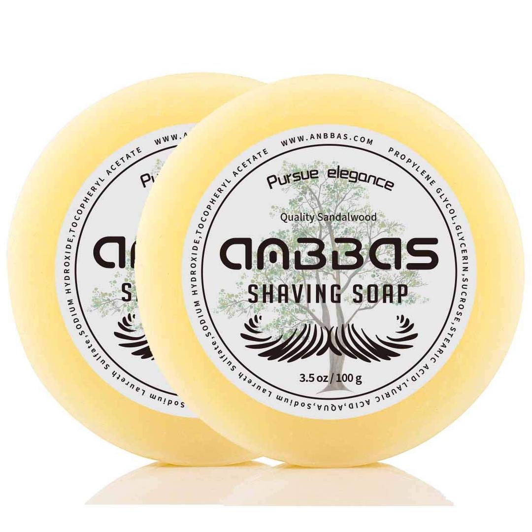 Anbbas Sandalwood Shaving Soap Puck Refill for Men Barber Traditional Wet Shave Latheing(2pcs, 7oz)