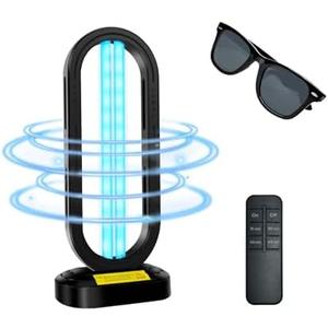 Feefir UV Light Sanitizer,4-Speed Timing and Remote Control UVC Home Disinfection Device,Portable Ultraviolet Light Sanitizer for Dust Mites,UV Lamp for Whole Room,Black
