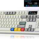 BOYI K104Pro Mechanical Keyboard with 2.2" Screen&Media Knob,QMK/VIA Custom BT5.0/2.4GHz/Type-C Gasket Mounted Hot Swap RGB Full Size Creamy Wireless Keyboard NKRO Gaming Keyboard for PC/Mac(Retro)