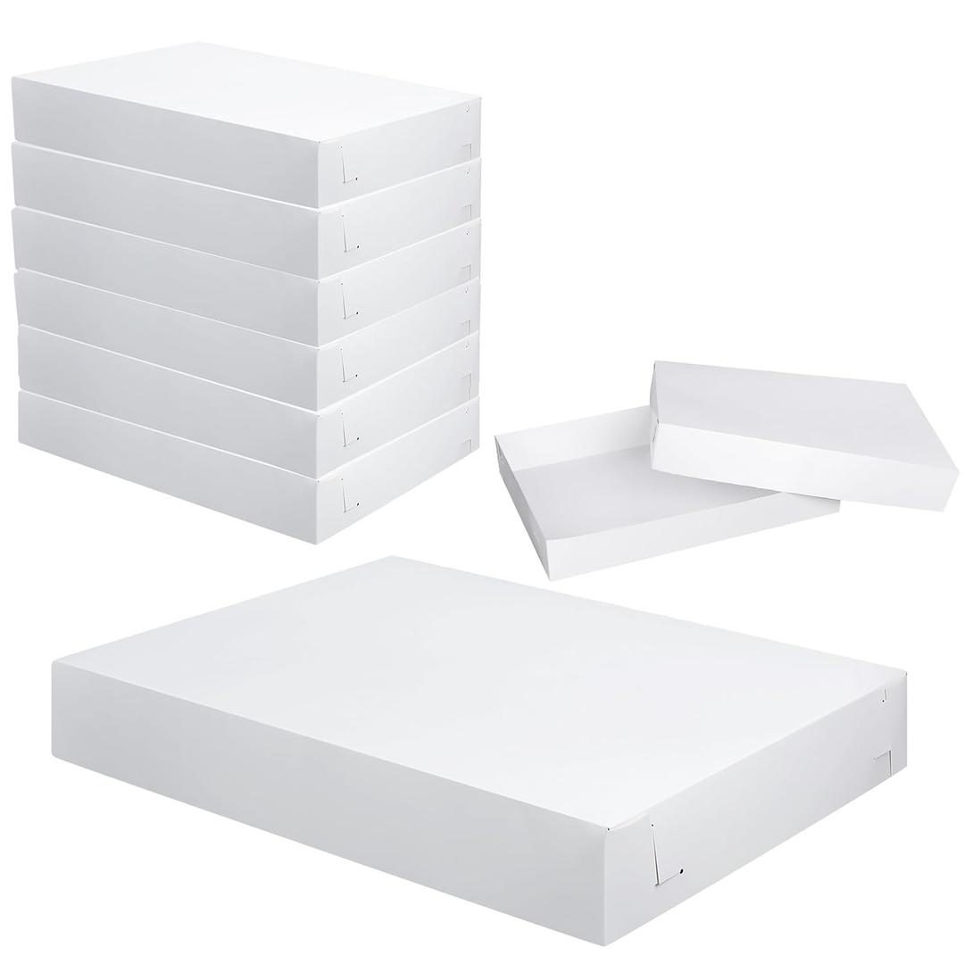 6 Pack Full Sheet Cake Box 26 x 18 x 4 Inch Non Window Bakery Tray Full Sheet Cup Cake Box for Party Bread Display Kitchen Bakery Home Birthday (White)