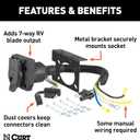 CURT 57672 Dual-Output 4-Way Flat Vehicle-Side to 7-Way RV Blade Trailer Wiring Adapter