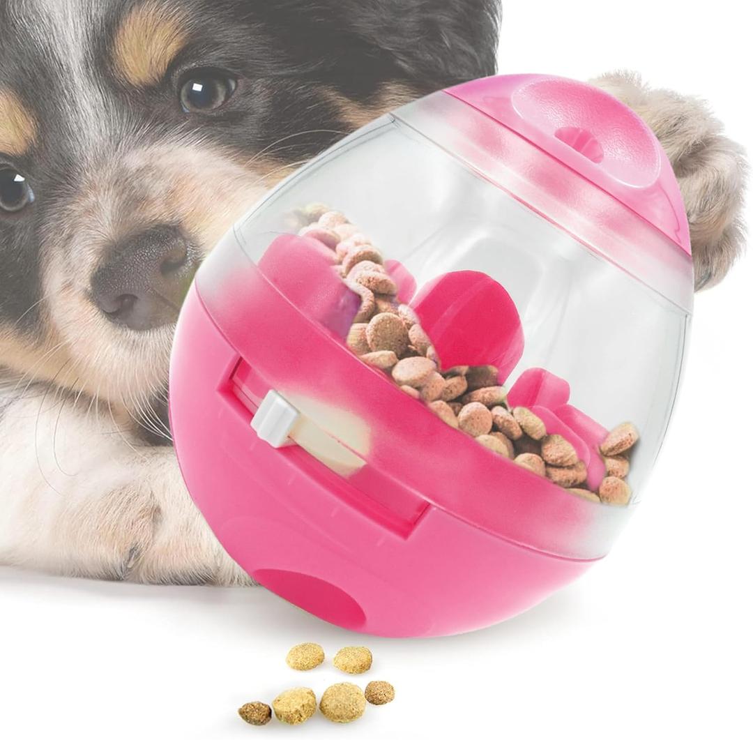 SunGrow Puppy, Small Dog Breeds, and Pocket Pet Treat Ball, Boredom Buster Ends Naughty Chewing and Bloat, Encourages Exercise, Interactive Puzzle Feeder Ideal for Rabbits, Rats, and Hamsters, 4.6 (Pink)