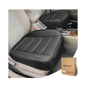 BOPUOVRE Car Seat Cover for Luxury & Comfort  PU Leather, AntiSlip, Full Wrap Protection with Storage Pocket for Bottom Cushion  Universal Fit for 95% of Vehicles (Black,2 Piece)