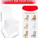 LIUJIAYI 50 Pcs White Stretch Chair Covers - Premium Polyester Spandex Slipcovers for Wedding, Party, Banquet, Dining & Event Chairs