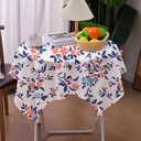 Spring Floral Small Square Table Cloth 36 inch Outdoor Party Card Table Cover for 2-4 Seats Restaurant Coffee Table Cloth Washable Fabric Cute Pink and Blue Flower