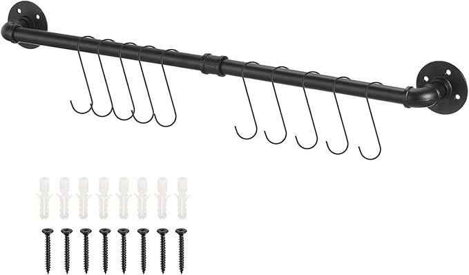 uxcell Wall Mounted Towel Rack, Industrial Pipe Towel Bar, Bathroom Hardware Towel Bar Accessory, Kitchen Pot Rack DIY Rustic Iron Bathroom Towel Rack Holder (40 Inch)