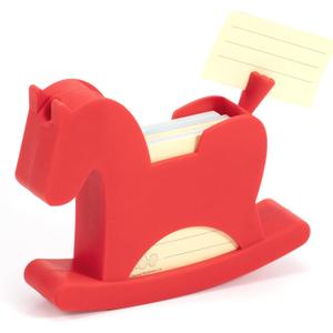 Li&Zhao Wobble Horse Sticky Note Holder Silicone Label Holder Stand, 2026 Year of the Horse Good Luck Stable Rocking Horse Design for Tabletop Organizer, Office Desk Accessory, Home Decoration(Red)