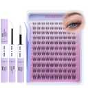 Wispy Natural Eyelash Clusters Kit 8-16mm D Lash Clusters DIY Lash Extension Kit Thin Lash Band with Bond and Seal, Tweezers Lash Clusters Kit