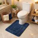 GRANNY SAYS Bathroom Toilet Rugs U Shaped, Bath Mats for Bath, Bathroom Rugs Non Slip Washable, Absorbent Microfiber Toilet Mat, Soft Plush Shaggy Bath Carpet, 20" x 24", Blue