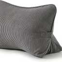 Pat. Pend. Corduroy Lumbar Support Backrest Pillow for Sitting & Reading, Ergonomic Triangle Cushion for Sofa, Armchair & Bed, Removable Cover, Dark Grey