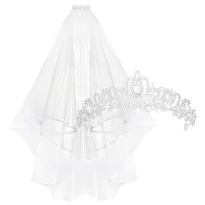 Bridal Veil and Tiara Set, Bachelorette Party Decorations, Bride Crown and Veil Set, Bridal Shower Gift Supplies, Bride Gifts for Bachelorette Party