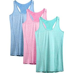 NELEUS Workout Running Racerback Long Tank Top for Women,8006,3 Pack,Light Blue,Rose red,Light Green,3XL