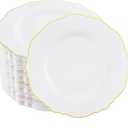 WDF 60pcs Gold Dessert Plates-7.5inch Baroque White and Gold Small Dessert Plates/Disposable Salad/Appetizer Plate for Upscale Bridal Shower/Wedding/Birthday