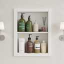 14'' * 18'' Recessed Medicine Cabinet Wall Niche Wood, 2-Tier Bathroom Niche Insert for Drywall, in Wall Shelf Medicine Cabinets Replacement, for Living Room, Bathroom Storage (Chalk White)