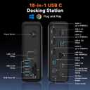 TobenONE 18 in 1 USB C Docking Station 3 Monitors 4K@60Hz, Laptop Docking Station with 100W Power Adapter, Triple Monitors with 3 HDMI, 9 USB Ports, Gigabit Ethernet, for Windows and Chrome OS
