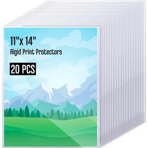 Henoyso 20 Pcs 11x14 Inch PVC Rigid Print Protectors, Heavy Duty Hard Plastic Poster Sleeves for Prints, Magazines, Photos & Paper, Ideal Rigid Menu Covers Paper Page Protectors