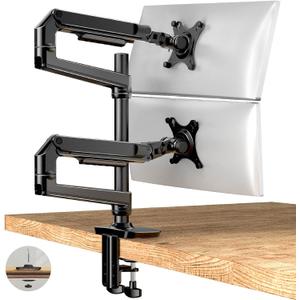 Dual Monitor Mount, Holds Screens up to 40 Inches and 25 lbs, Fully Adjustable Dual Monitor Arm with C-Clamp and Grommet Base, Aluminum, Black
