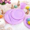 KIRE 150 PCS Purple Plastic Plates - Purple Dinnerware Set Disposable 25 Dinner & 25 Salad Plates 25Forks 25Knives 25Spoons 25Clear Cups for Birthday/Baby Shower/Easter/Spring