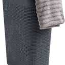 Mind Reader 40L Slim Laundry Hamper, Clothes Basket, Lid, Wicker Design, Plastic, 18"L x 10.4"W x 23.5"H, Gray