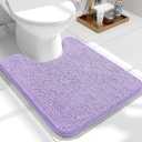 OLANLY Toilet Rugs U-Shaped 24x20, Extra Soft Absorbent Chenille Contour Bathroom Rugs for Toilet, Dry Quickly, Machine Washable, Non-Slip Bath Mat, Lavender