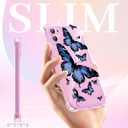 2 x Clear Case Compatible with iPhone 12, Cute Butterfly Print Protective Cover for Girls Women, Slim Soft TPU Four Corners Shockproof Case for iPhone 12 - Blue Butterfly
