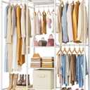HOMIDEC Wardrobe Closet, 4 Hanging Spaces Portable Clothes Rack,Free Standing Closet Organizer and Storage System with Hanging Rods,Clothing Rack Suitable for Cloakroom,Bedroom,Entrances,etc.White