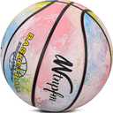 Kids Basketball Size 3 (22"),Youth Basketball Size 5(27.5") for Beginner(Boys&Girls) Premium Rubber Indoor Outdoor for Age Under 12 (green-pink-blue-Mix)