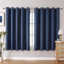ChrisDowa Blackout Curtains 70 inches Wide for Bedroom - 2 Panels Set Extra Wide Grommet Thermal Insulated Room Darkening Curtains for Living Room (Stone Blue, 70 x 63 Inch)