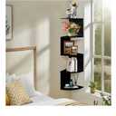 LuiceABC Corner Shelf Wall Mount, 5 Tier Corner Floating Shelf for Home, Bedroom, Office, Bathroom, Living Room Decorative (Black