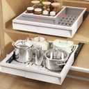 Seinloes 1 Pack Pull Out Cabinet Organizer Expandable Width(11"-15.5") & Depth(12.2"-16.3"), 3 Slide Rails Slide Out Drawers with Handle, Includes Raising Pad for Framed Cabinets, White