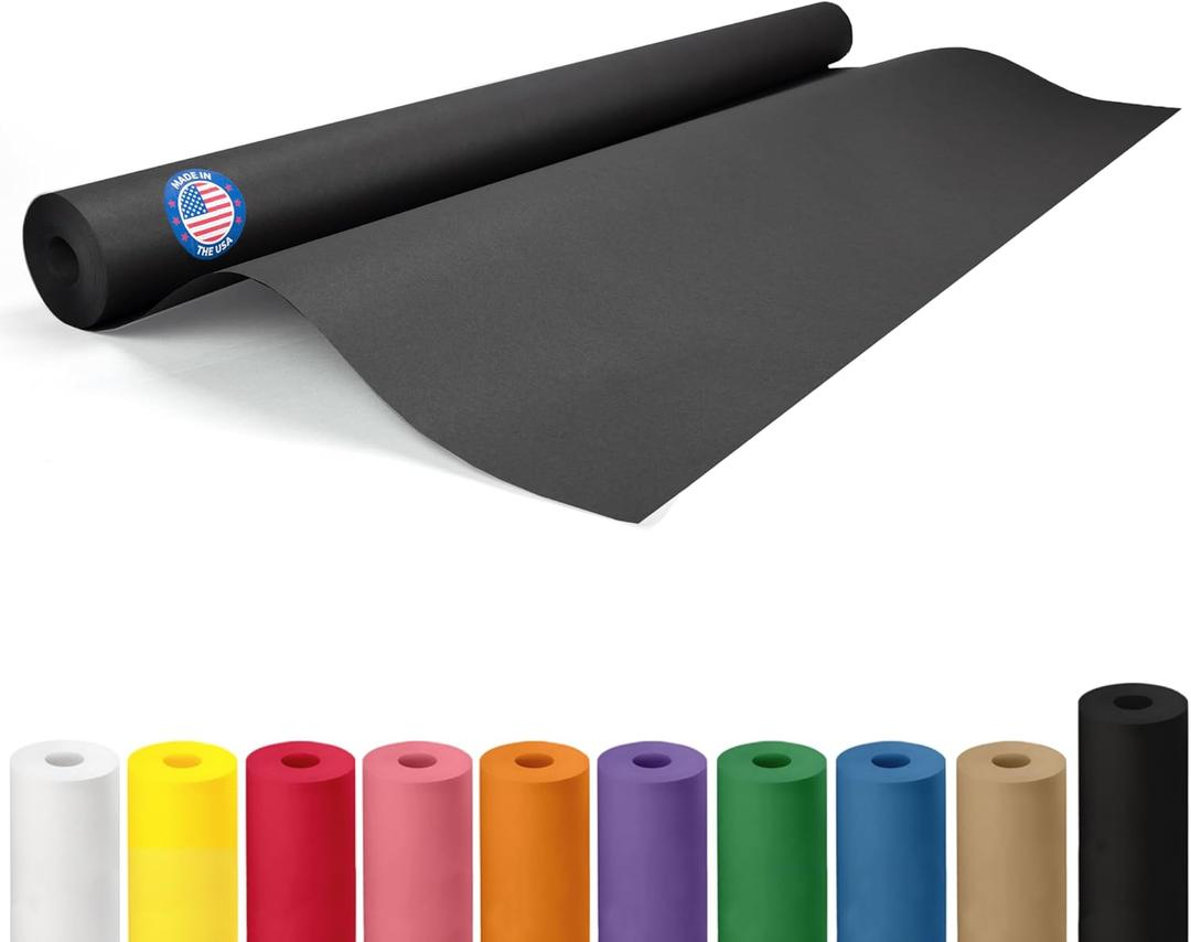 Black Paper Roll 36" x 1200" (100 feet) - USA-Made 50lb Thick Kraft Paper for Packing, Moving, Shipping, Wrapping, Crafts, Arts, Birthday Party - 100% Recycled Gift Wrap Material by IDL Packaging