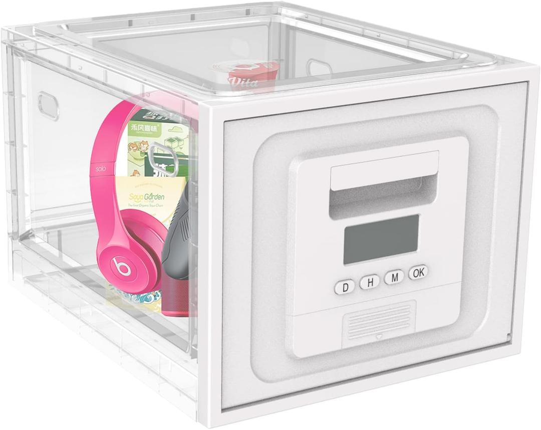 Time Lock Box for Food,Medicine Locker,Phone Jail Timer,PS5 Game Prison,Snacks Lockbox,Release Stress,Anxiety Relief,Gadget Gift | Combination Timed Locking Container | Kitchen Clear Lockable Safe Box