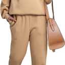 Herseas Lounge Sets for Women Button Fall 2 Piece Outfits Sweatsuits Long Sleeve Fleeced Travel Suits Fashion Clothing (Beige, XXL)