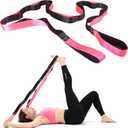 TAVIEW Yoga Strap for Stretching  Stretch Band with 12 Loops Multi-Grip Pilates Hamstring Stretcher Belt  Physical Therapy Equipment for Best Flexibility (Pink & Black)
