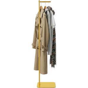 Adjustable Clother Display Stand 61"-75", Metal Clothing Display Rack Freestanding,Single Arm Clothes Rack,Costumer Stand for Coat and T-shirt Hanging in Shops,Retail Stores,Home (Gold)
