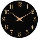 Wall Clock 12 Inch, Modern Wall Clocks Battery Operated, Silent Non Ticking Clock Decorative for Living Room, Office, Bedroom, Home, School (Black Gold)