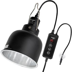 Reptile Light Fixture with Dimming Thermostat, 5.5 Inch Deep Dome Reptile Heat Lamp Fixture with Temperature Controller