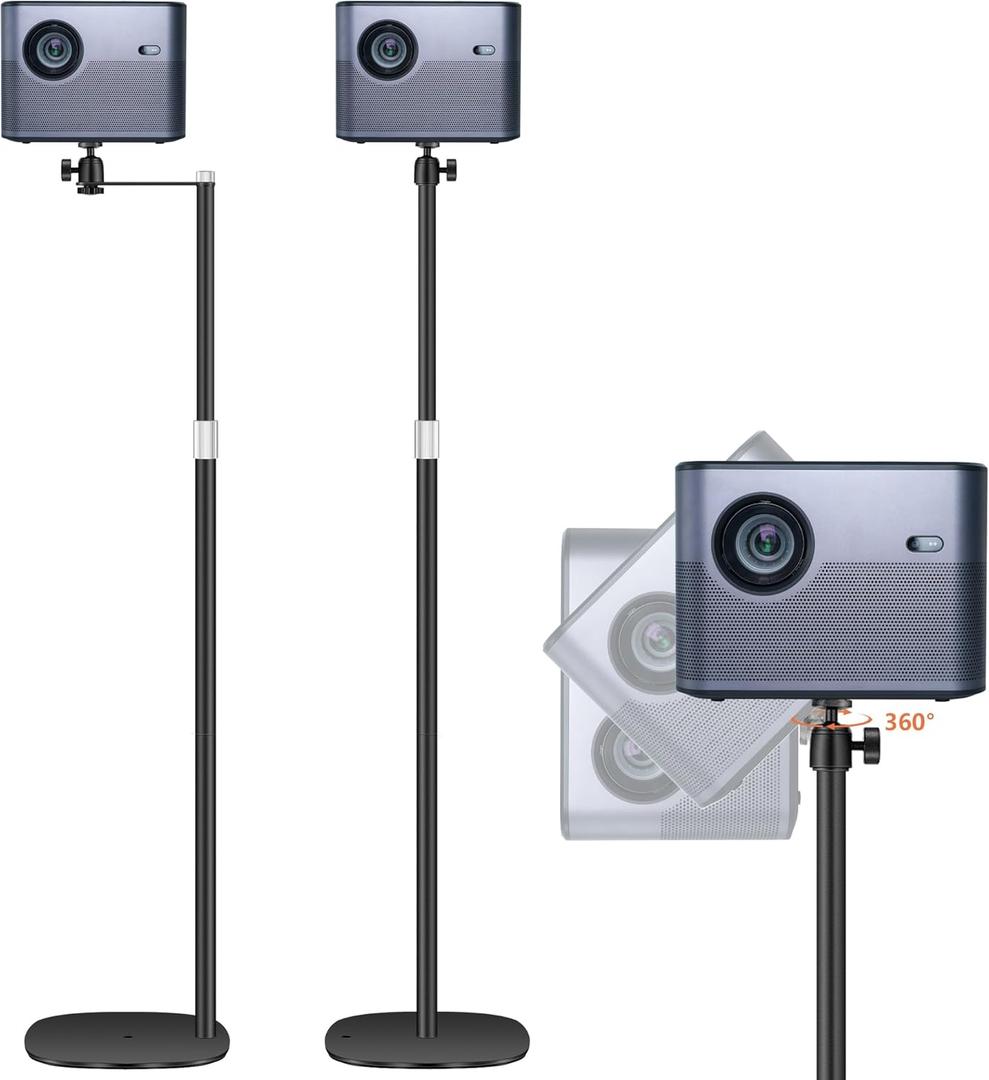 Projector Mount, Universal Projector Stand Height Adjustable 35" to 50" with 360 Angle Rotation, Space-Saving, Compatible with Projectors Vlog DVR Cameras, for Home Office Outdoor Movie
