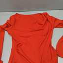 SweatyRocks Women's Ruched Long Sleeve Tops Asymmetrical Neck Fitted T Shirts Work Top Red Medium