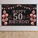 Trgowaul 50th Birthday Decorations for Women - Rose Gold 50th Birthday Banner, Backdrop, 50th Birthday Party Supplies, Photography Supplies, Background, Happy 50th Birthday Banner