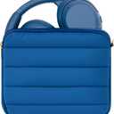 Geekria NOVA Headphones Puffy Pouch Compatible with JBL Tune 710BT, Sennheiser PXC 550-II, Bose QC Ultra II, Soft Shell Replacement Protective Travel Carrying Bag with Cable Storage (Blue)