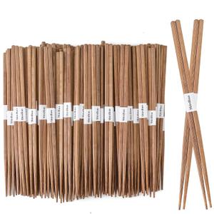 100 pairs Bamboo Disposable Separated Chopsticks With Paper Band Japanese and Chinese Wooden for Sushi Ramen Restaurant, 9.5 Inches(Brown)