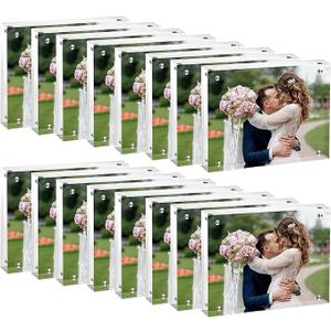4x6 Acrylic Frames 16 Pack, 20mm Double Sided Magnetic Picture Frames Bulk Display Stand Self Standing Clear Photo Frames for Wedding Birthday Baby Shower Picture Holder