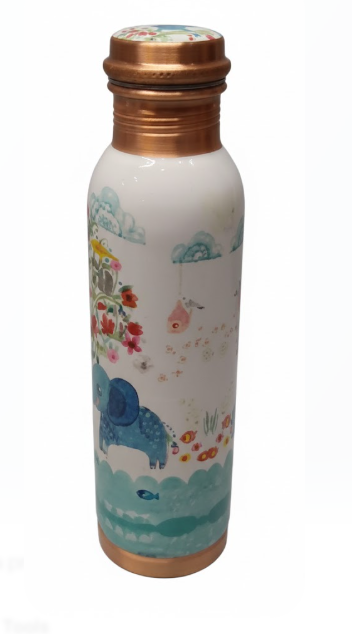 Copper Water Bottle A Leak Proof Ayurvedic Pure Copper Vessel (32.1 Ounces, Design 17)